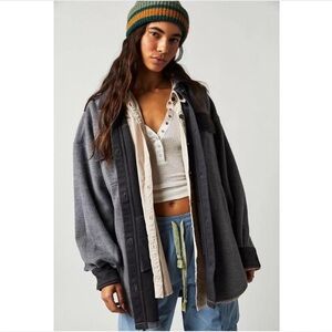 Free People Grey Shacket Ruby Oversized Sz X-Small